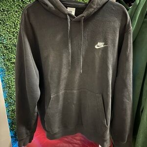 Nike Men's Black Hoodie with White Logo